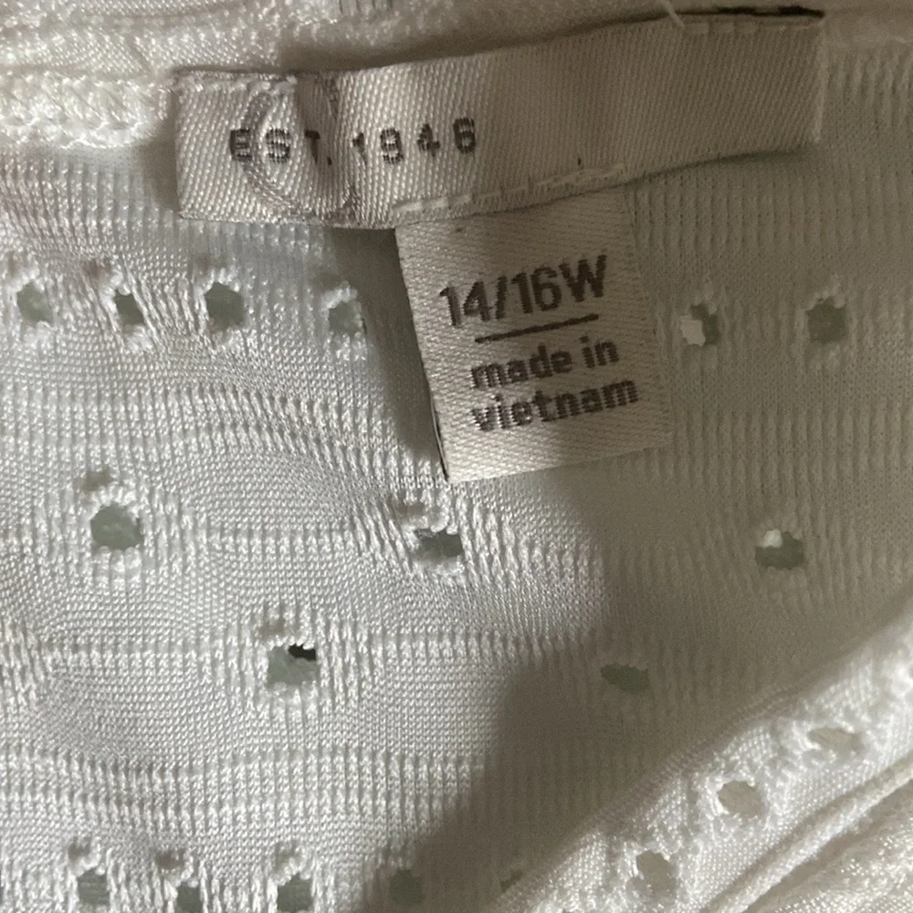 EST 1946 Eyelet Sleeveless A-Line White Dress Size 14/16 Plus Size Stretch - Picture 5 of 5